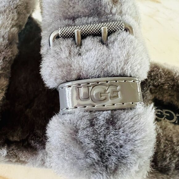 UGG AUSTRALIA Grey Fuzz Yeah Slide Slippers - US 7 - Picture 4 of 9